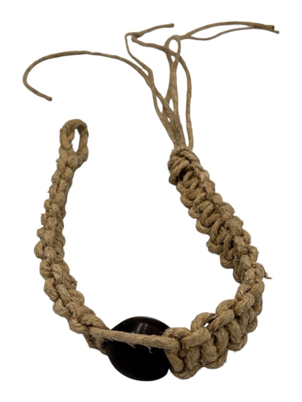 1 Of 1 15.5” Handmade Thick Hemp 6.5” Adjustable Necklace W/ Glass Pendant